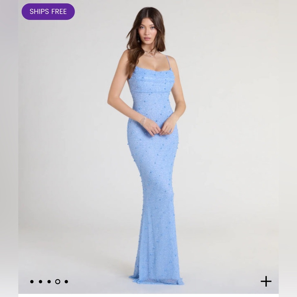 Windsor Open Back Bodycon Pearl Beaded Navy